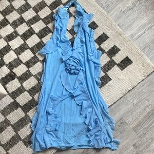 Ruffle Blue Halter Dress
